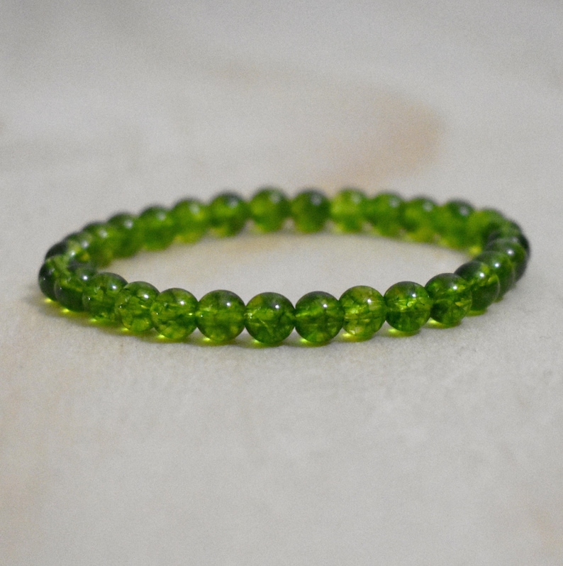 6mm Peridot Bracelet, August Birthstone, Gemstone Jewelry image 1