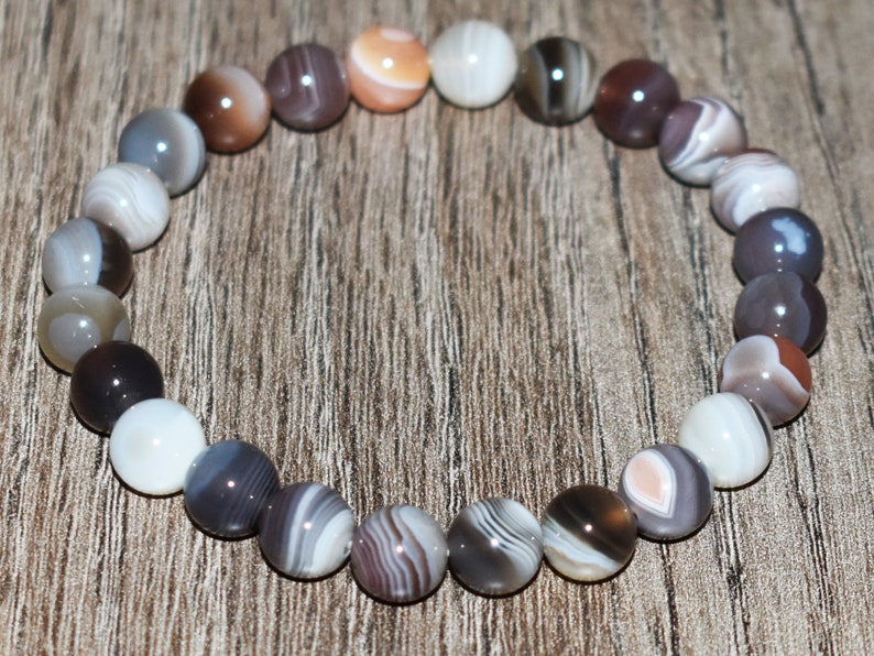 8mm Botswana Agate Bracelet, Mens Bracelet, Women Bracelet, Botswana Sardonyx Bracelet, Gemstone Bracelet, Crystal Bracelet, Yoga image 8