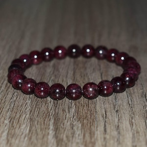 Dark Red Garnet Bracelet, January Birthstone, Elastic Crystal Jewelry