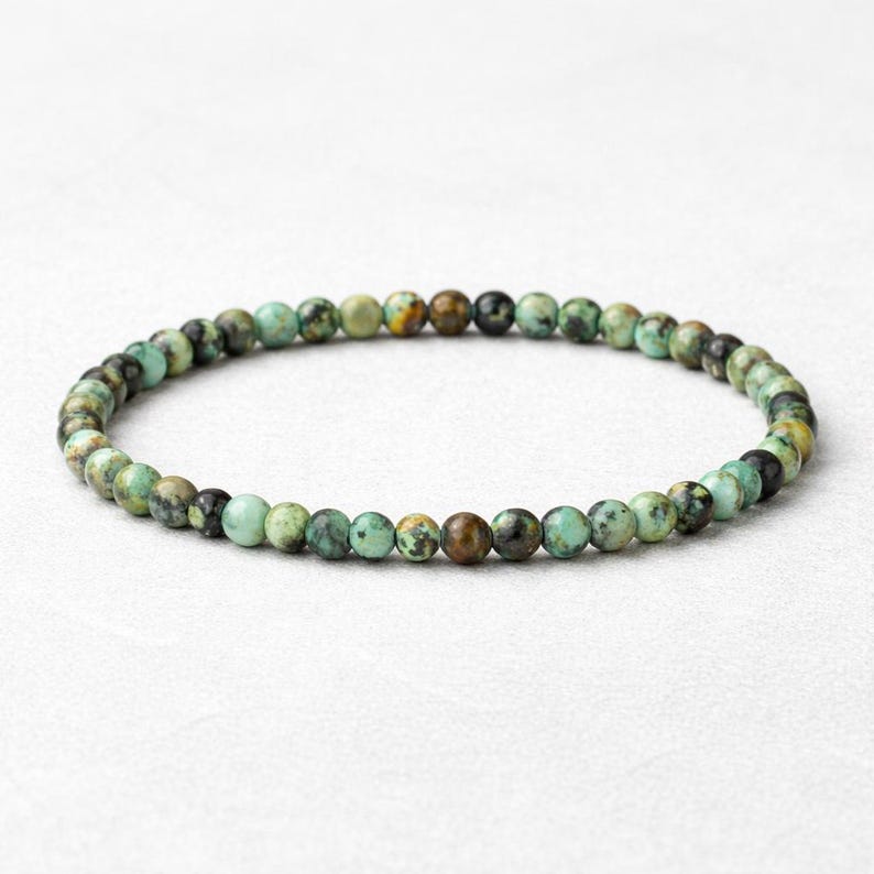 4mm African Turquoise Jasper Bracelet, Personal Growth Gemstone Jewelry, Dainty Beaded Gift Men Women image 12