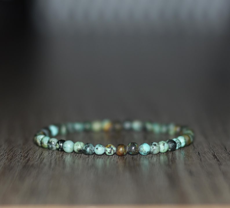 4mm African Turquoise Jasper Bracelet, Personal Growth Gemstone Jewelry, Dainty Beaded Gift Men Women image 13