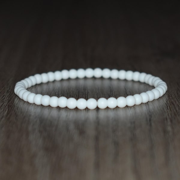4mm Matte White Onyx Bracelet:  Natural Gemstone Jewelry for Clarity & Strength