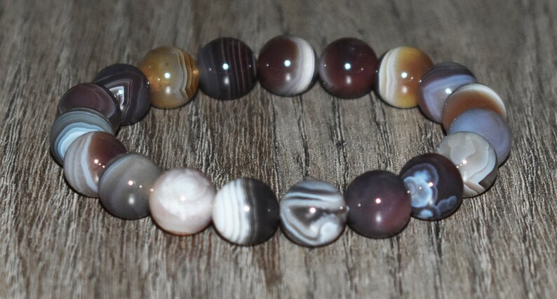 Women Bracelet Botswana Sardonyx Bracelet 10mm Natural Botswana Agate Bracelet Yoga Gemstone Bracelet Mens Bracelet Crystal Bracelet