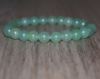 Green Aventurine Bracelet, 8mm Beaded Gemstone Crystal Bracelet