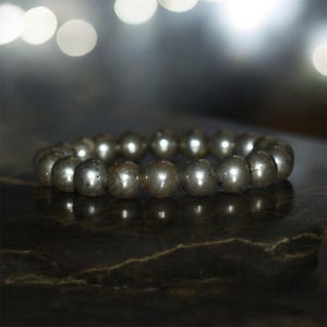 10mm Pyrite Bracelet, Natural Crystal Gemstone, Unisex Yoga Gift image 14