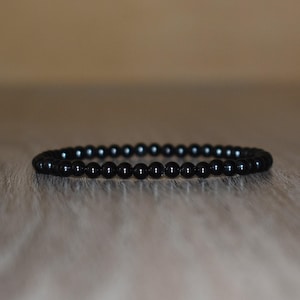 4mm Black Tourmaline Bracelet, Beaded Yoga Wrist Mala