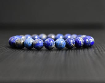 Natural Lapis Lazuli Gemstone Bracelet, Unisex Crystal Bracelet