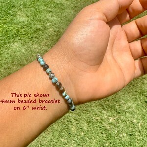 4mm African Turquoise Jasper Bracelet, Personal Growth Gemstone Jewelry, Dainty Beaded Gift Men Women image 15
