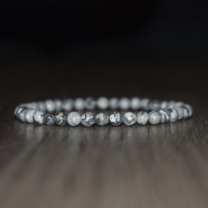 4mm Matte Map Jasper Bracelet, Unisex Protection Bracelet