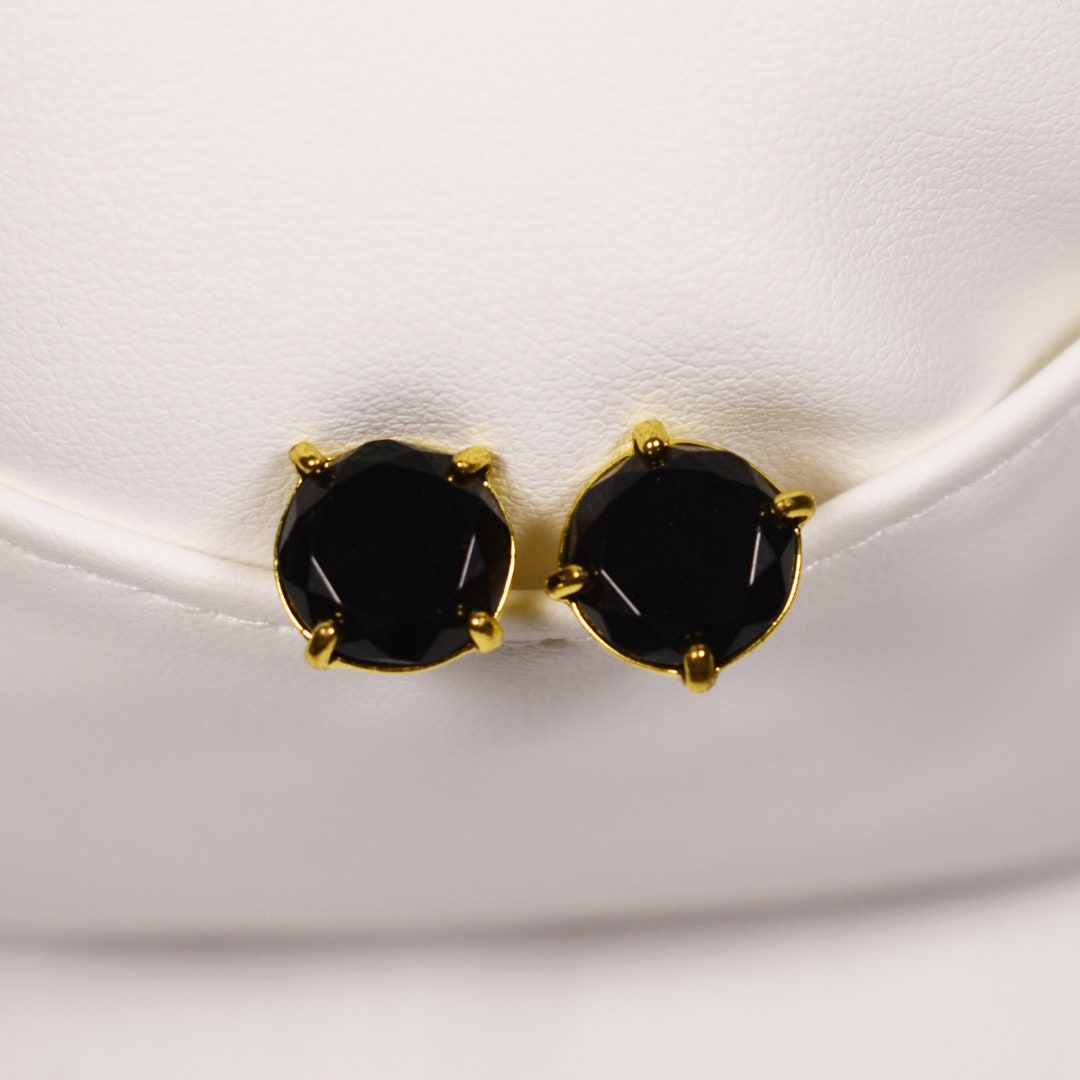 Natural Black Agate Earrings, Agate Jewelry, Stud Earrings, Stone ...