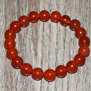 10mm Red Carnelian Bracelet, Natural Crystal Gemstone, Root Chakra Mala image 4