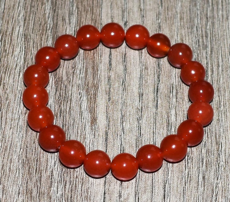 10mm Red Carnelian Bracelet, Natural Crystal Gemstone, Root Chakra Mala image 4