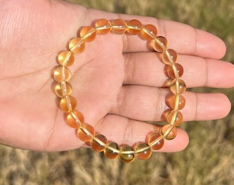 8mm Citrine Beaded Bracelet – Unisex Gemstone Jewelry for Abundance, Positive Energy & Happiness