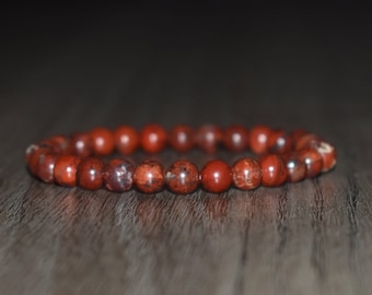 6mm Red Jasper Bracelet, Brecciated Jasper Crystal, Yoga Jewelry