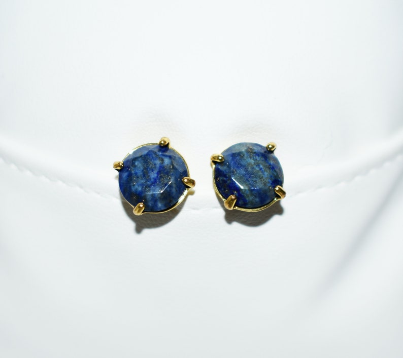 Healing Crystal Earrings Natural Lapis Lazuli Earrings December Birthstone Earrings Stud Earrings Faceted Lapis Lazuli Post Earrings