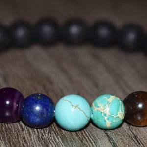 Bracelet en pierre de lave 7 chakras, diffuseur d'huiles essentielles, unisexe image 9