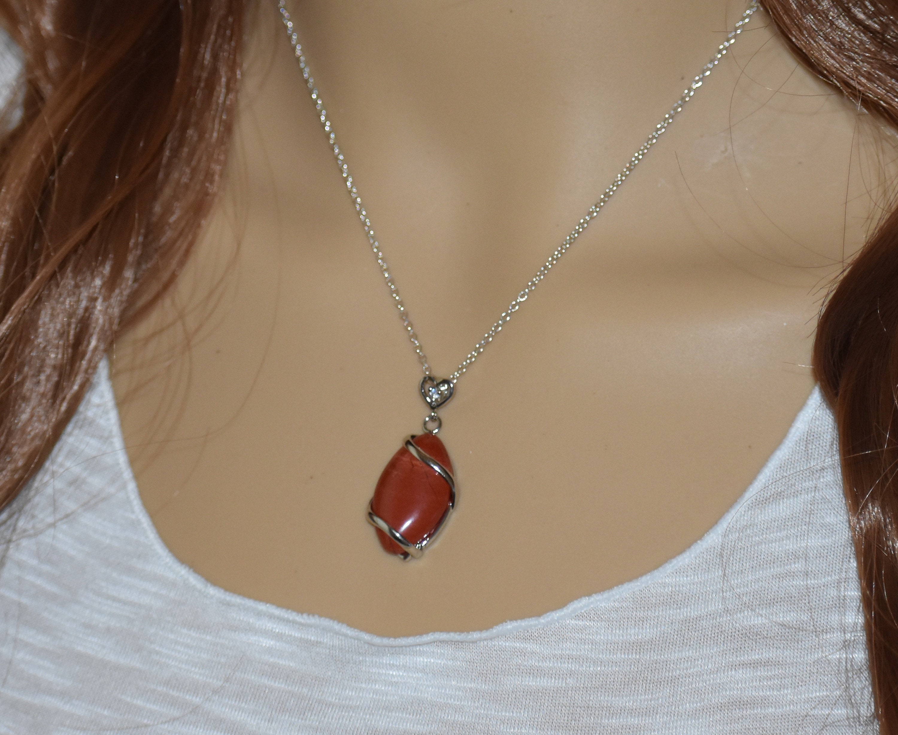 Red Jasper Necklace, Red Jasper Jewelry, Healing Crystal