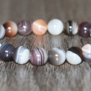 8mm Botswana Agate Bracelet, Mens Bracelet, Women Bracelet, Botswana Sardonyx Bracelet, Gemstone Bracelet, Crystal Bracelet, Yoga image 3