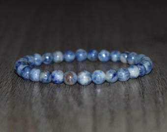 6mm Sodalite Beaded Bracelet, Natural Crystal Jewelry