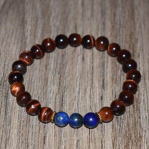Lapis Lazuli & Red Tiger Eye Gemstone Bracelet