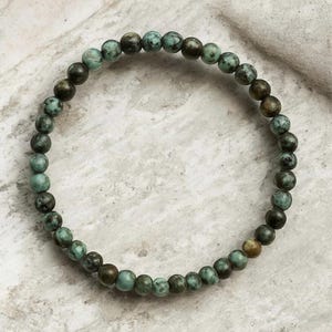 4mm African Turquoise Jasper Bracelet, Personal Growth Gemstone Jewelry, Dainty Beaded Gift Men Women image 4