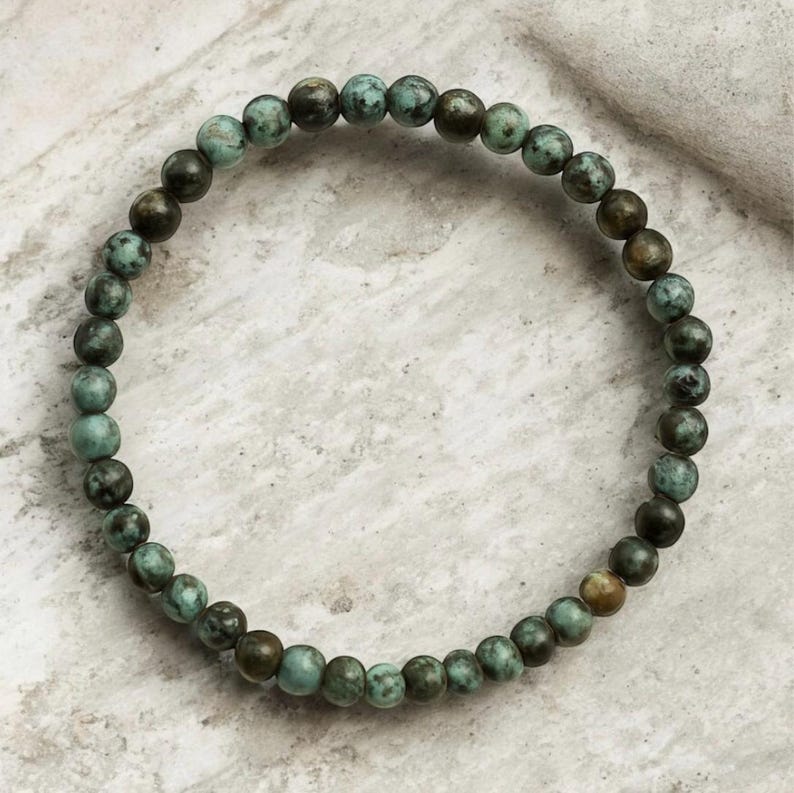 4mm African Turquoise Jasper Bracelet, Personal Growth Gemstone Jewelry, Dainty Beaded Gift Men Women image 4