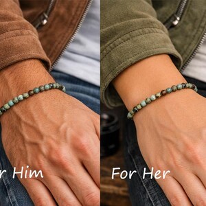 4mm African Turquoise Jasper Bracelet, Personal Growth Gemstone Jewelry, Dainty Beaded Gift Men Women image 2