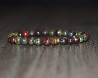 Dragon Bloodstone Bracelet, 6mm Crystal Jewelry, Gift