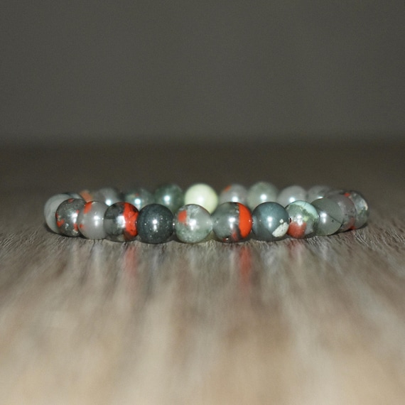 8mm African Bloodstone Bracelet, Natural Gemstone Jewelry