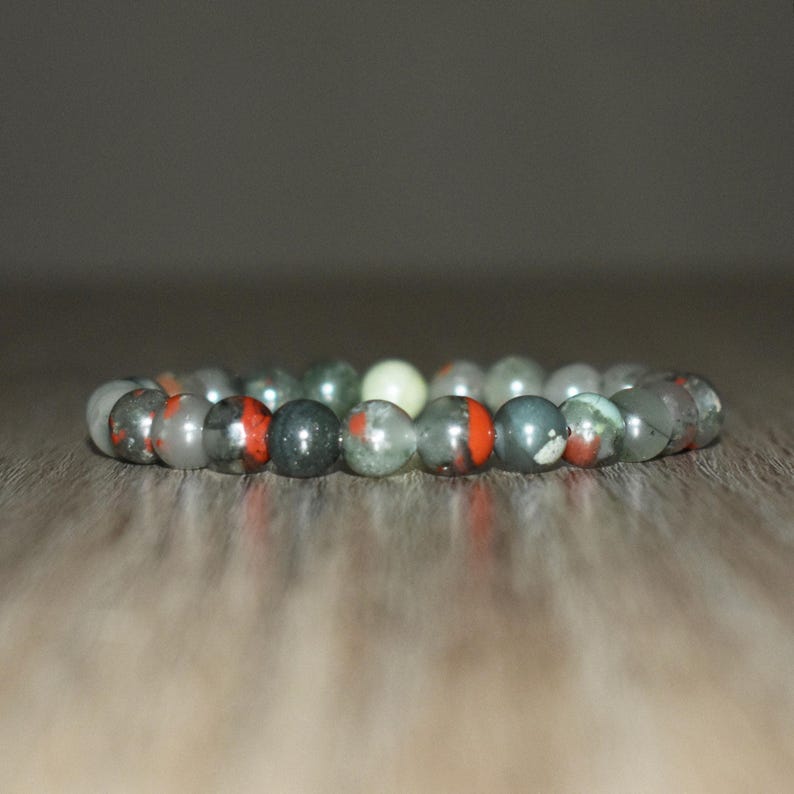 8mm African Bloodstone Bracelet, Natural Gemstone Jewelry image 1