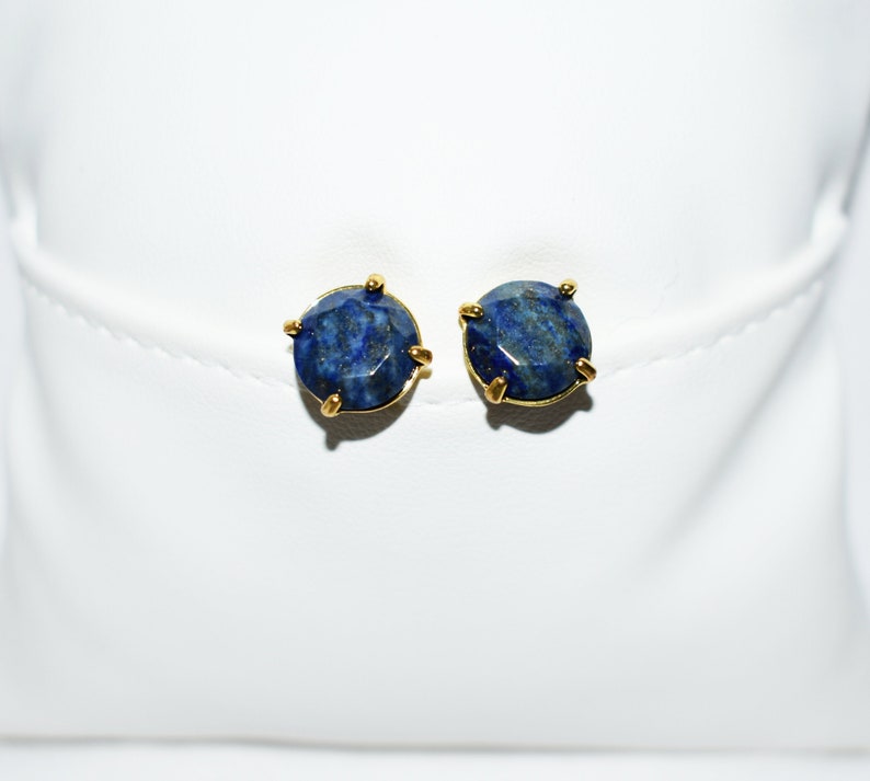 Healing Crystal Earrings Natural Lapis Lazuli Earrings December Birthstone Earrings Stud Earrings Faceted Lapis Lazuli Post Earrings
