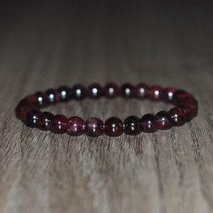 6mm Garnet Bracelet, Garnet Jewelry, Garnet Elastic Bracelet, Men Bracelets, Bracelets for Women, January Birthstone Bracelet, Yoga