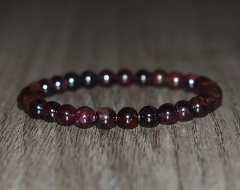 6mm Garnet Bracelet, January Birthstone Jewelry, Yoga Bracelet