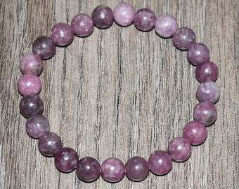 Lepidolite Beaded Bracelet, Crystal Lover Gift, 7 Chakra Bracelet
