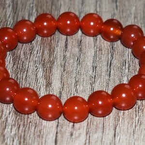 10mm Red Carnelian Bracelet, Natural Crystal Gemstone, Root Chakra Mala image 2