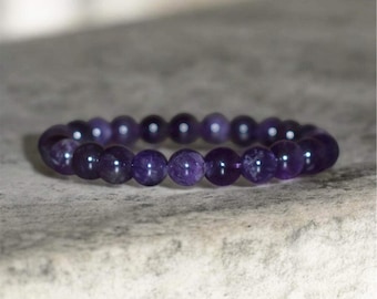 8mm Amethyst Mala Bracelet • Spiritual Energy & Protection Crystal Jewelry • Chakra Healing Beads