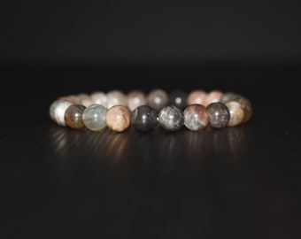 Black Moonstone Bracelet, Natural Gemstone Crystal Healing Jewelry