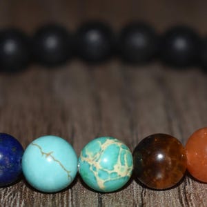 Bracelet en pierre de lave 7 chakras, diffuseur d'huiles essentielles, unisexe image 2