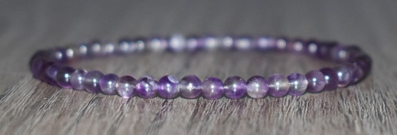 4mm Amethyst Beaded Bracelet, Natural Crystal Jewelry image 8