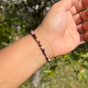4mm Rhodonite Bracelet, Natural Gemstone, Positive Energy image 1