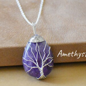 Tree of Life Necklace Healing Crystal Necklace Amethyst - Etsy