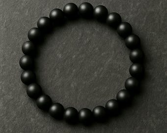 Matte Black Onyx Bracelet - Bold, Grounding Beaded Gemstone Bracelet for Him