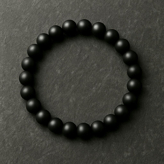 Matte Black Onyx Bracelet - Bold, Grounding Beaded Gemstone Bracelet for Him