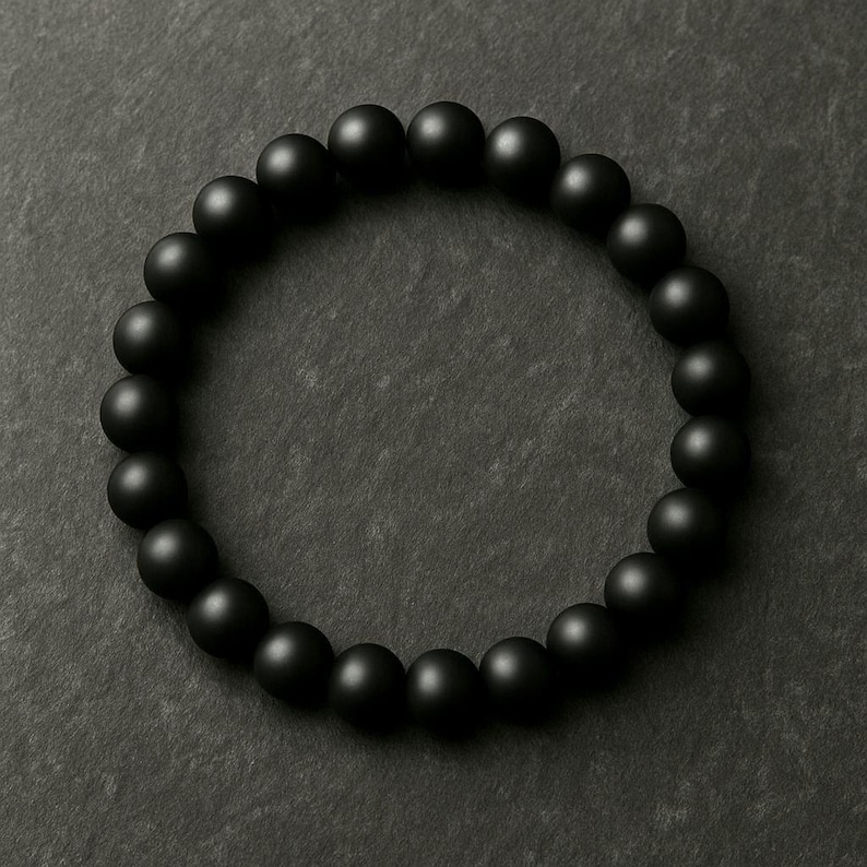 Matte Black Onyx Bracelet - Bold, Grounding Beaded Gemstone Bracelet for Him image 1