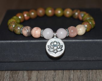 Fertility Bracelet Gift, Pregnancy Gift under 20, Mom to Be Bracelet, Unakite Bracelet, Peach Moonstone Bracelet, Rose Quartz Bracelet
