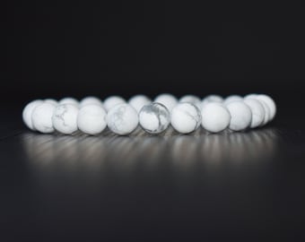 Bracelet en howlite blanche, cristal de pierre naturelle, cadeau unisexe