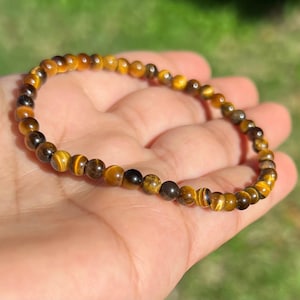 4mm Tiger Eye Bracelet • Natural Gemstone Jewelry • Everyday Gift for Men & Women image 4