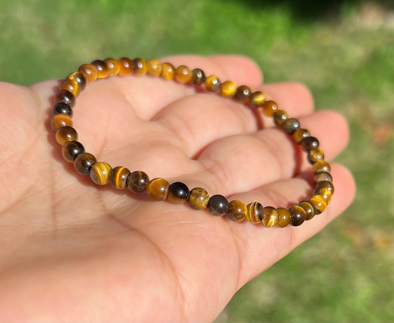 4mm Tiger Eye Bracelet • Natural Gemstone Jewelry • Everyday Gift for Men & Women image 4