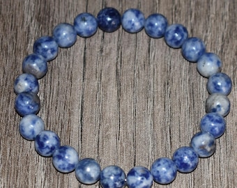 Natural Sodalite Beaded Bracelet, Unisex Gemstone Jewelry