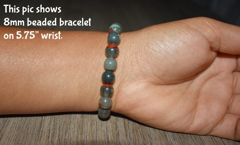 8mm African Bloodstone Bracelet, Natural Gemstone Jewelry image 2